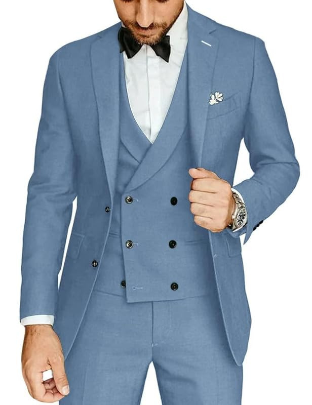 Costume de Mariage Élégant 3 Pièces Pour Hommes | Bleu Clair