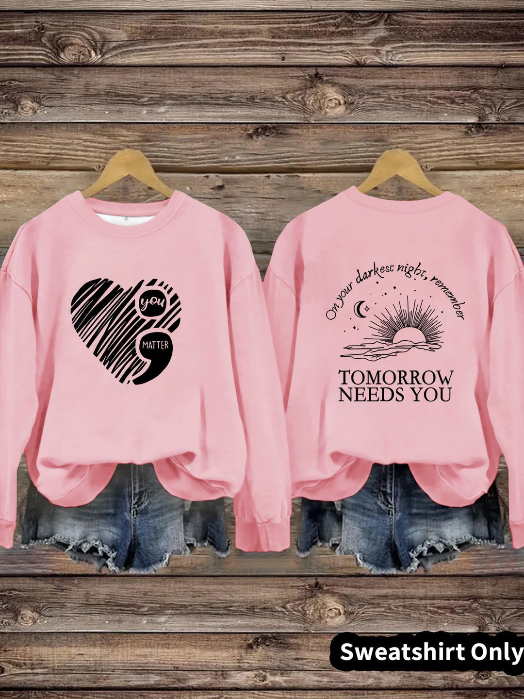 Sweat-shirt pour femmes avec impression inspirante et grand motif en cœur