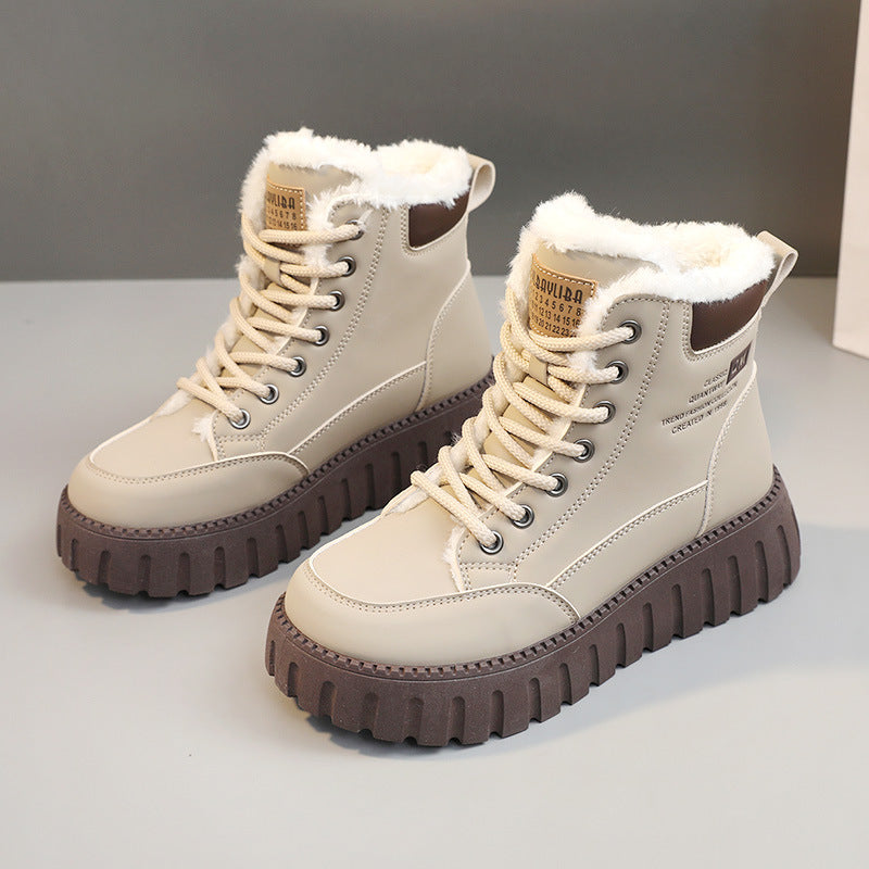 Bottes d'hiver pour femmes avec doublure en polaire confortable et semelle antidérapante