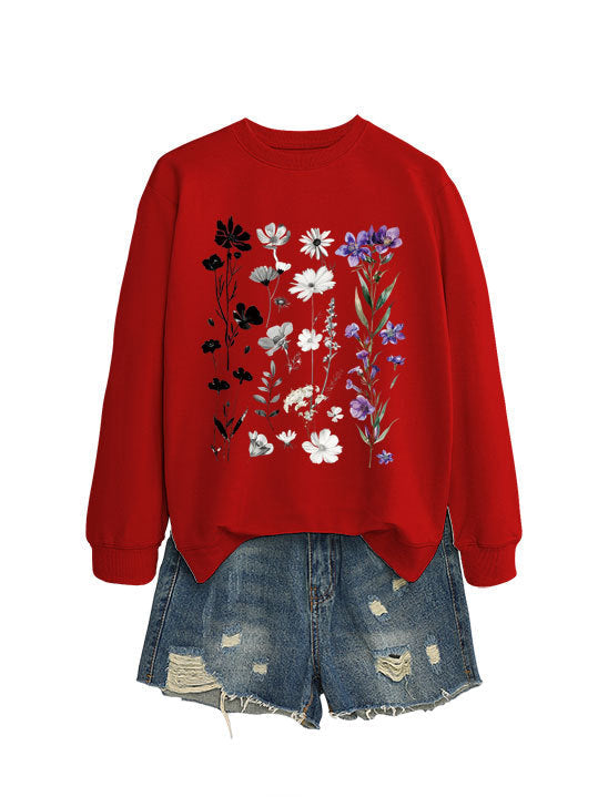 Sweat-shirt pour femmes avec design graphique floral et doublure douce