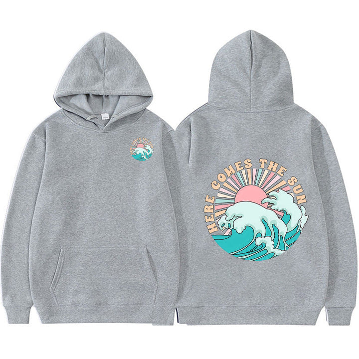 Sweat à capuche pour femmes avec motif de vagues artistiques et impression inspirante
