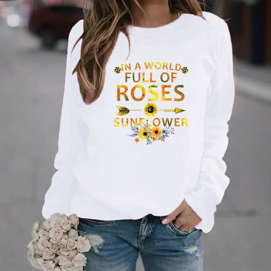 Sweat-shirt pour femmes avec motif inspirant et décoration florale