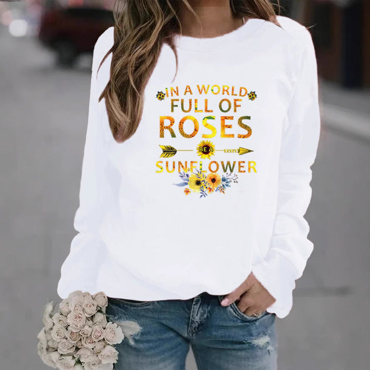 Sweat-shirt pour femmes avec motif inspirant et décoration florale