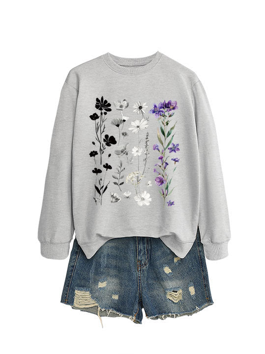 Sweat-shirt pour femmes avec design graphique floral et doublure douce