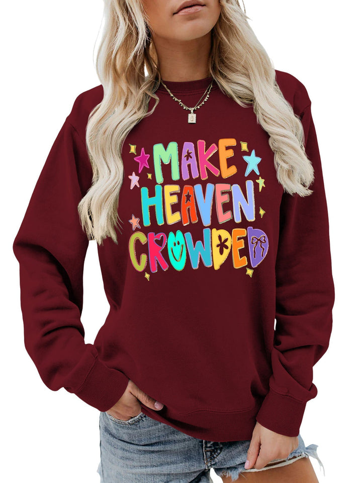Sweatshirt pour femmes avec motif coloré et inscription ludique