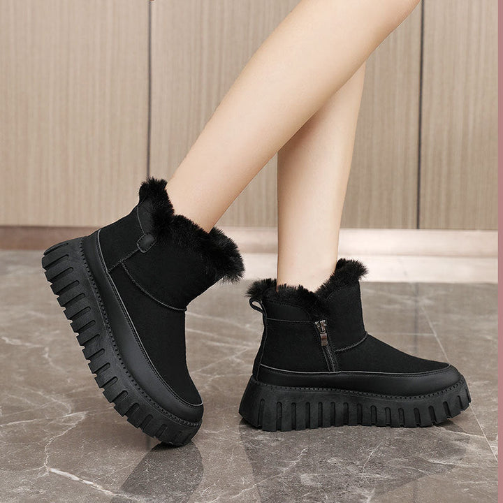 Bottes d'hiver pour femmes avec fourrure synthétique luxueuse et semelle antidérapante
