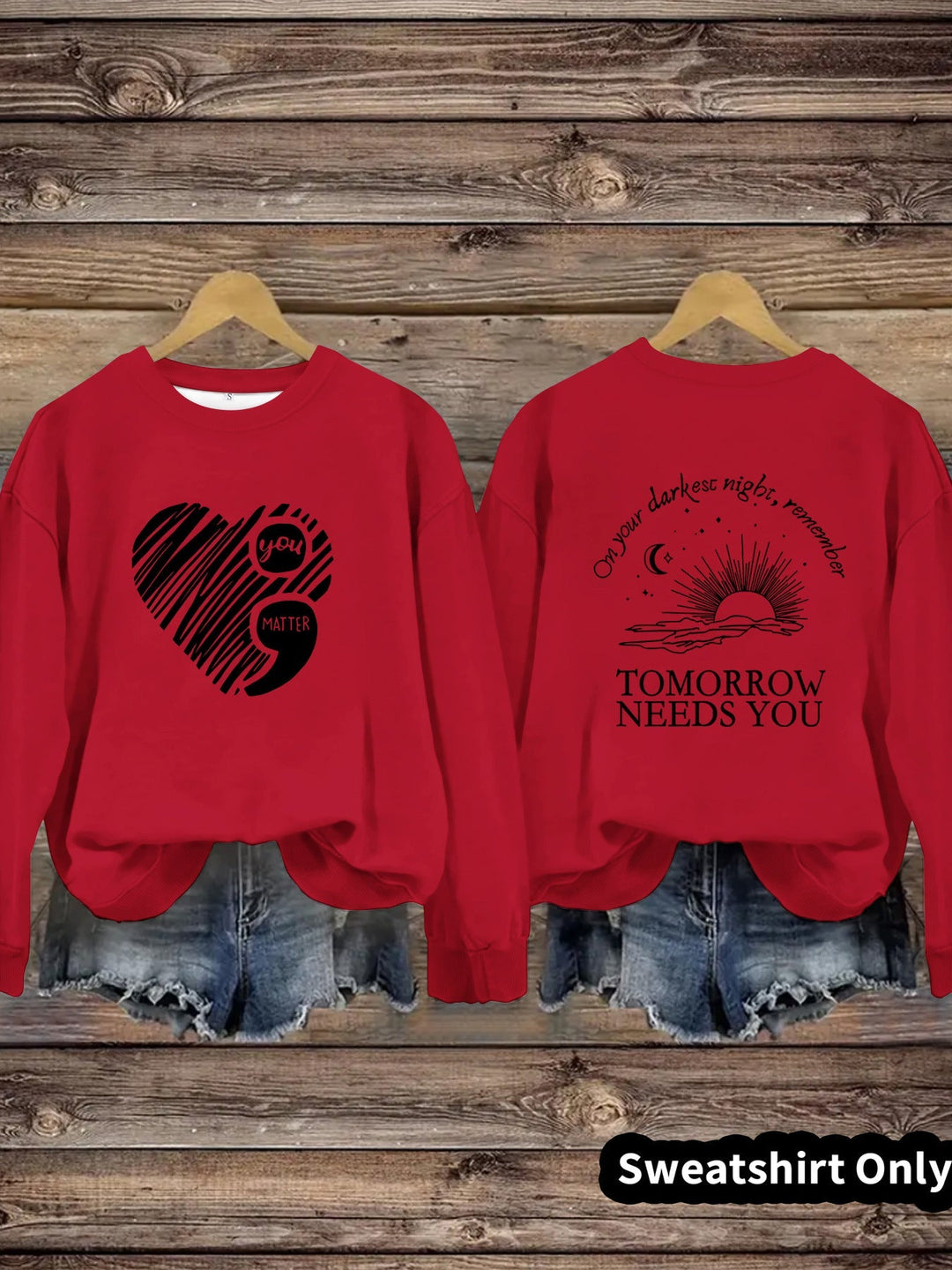 Sweat-shirt pour femmes avec impression inspirante et grand motif en cœur