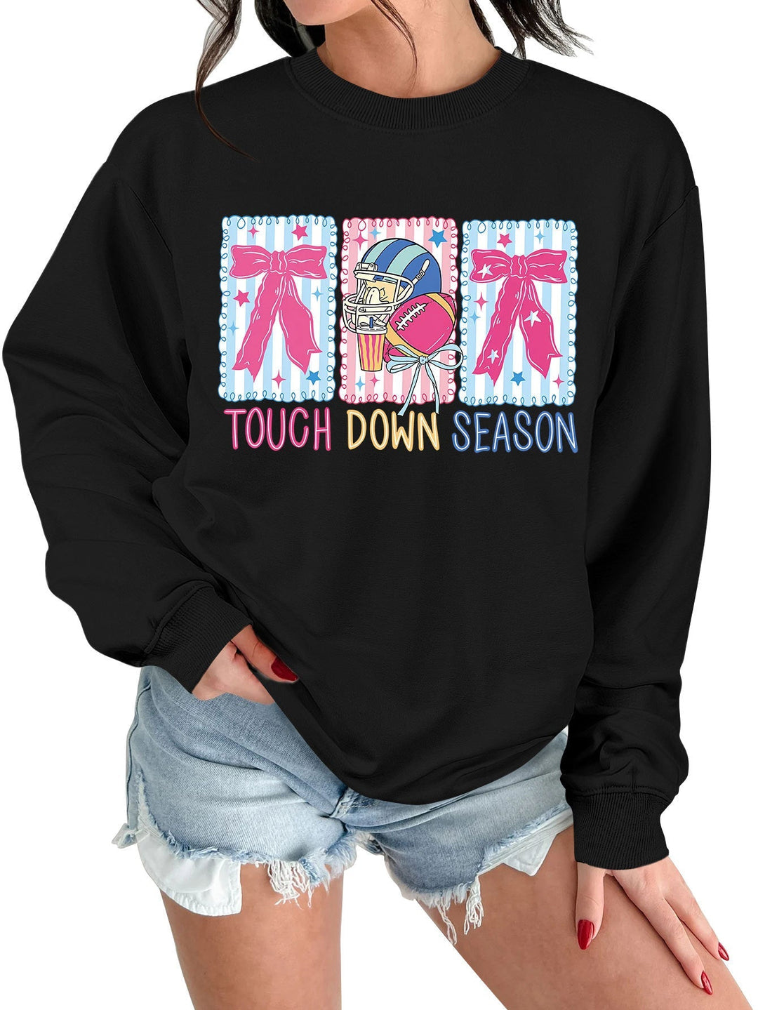 Sweat-shirt pour femmes avec motif football créatif et coupe décontractée
