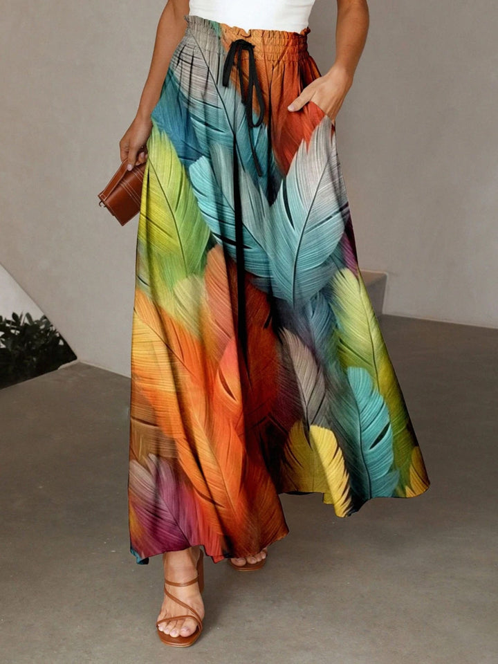 Jupe maxi femme avec motif mandala coloré et poches latérales