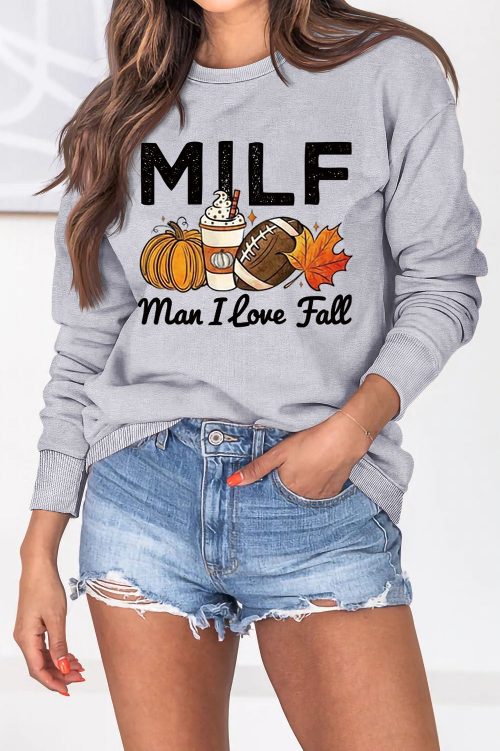 Sweat-shirt pour femmes avec motif automnal et inscription inspirante