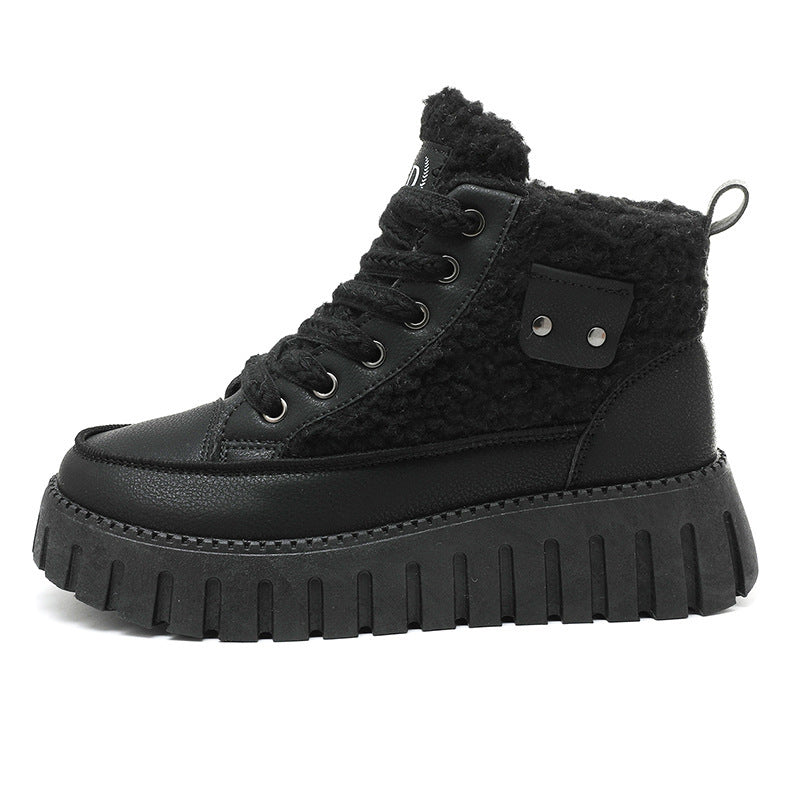 Baskets montantes d'hiver pour femmes avec doublure douillette et accents tendance