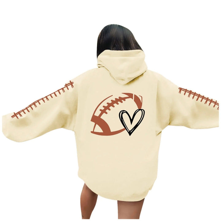 Sweat à capuche pour femmes avec motif football créatif et coupe décontractée