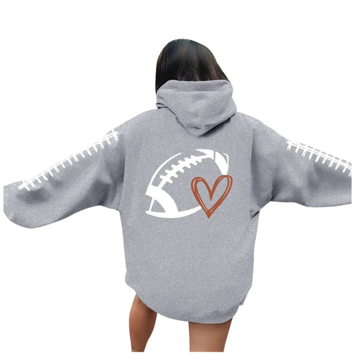 Sweat à capuche pour femmes avec motif football créatif et coupe décontractée