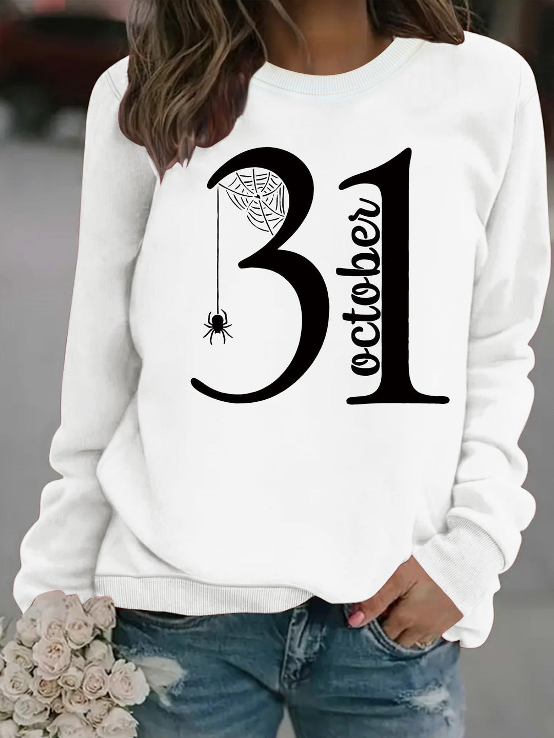 Sweatshirt pour femmes avec motif Halloween créatif et coupe confortable
