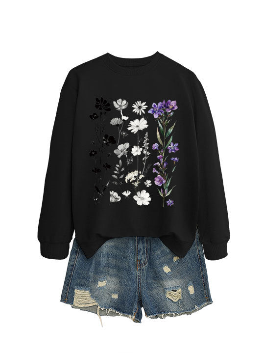 Sweat-shirt pour femmes avec design graphique floral et doublure douce