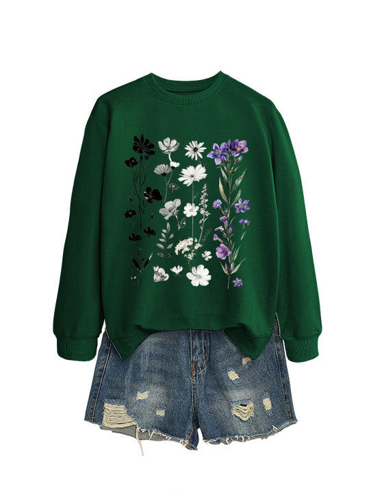Sweat-shirt pour femmes avec design graphique floral et doublure douce