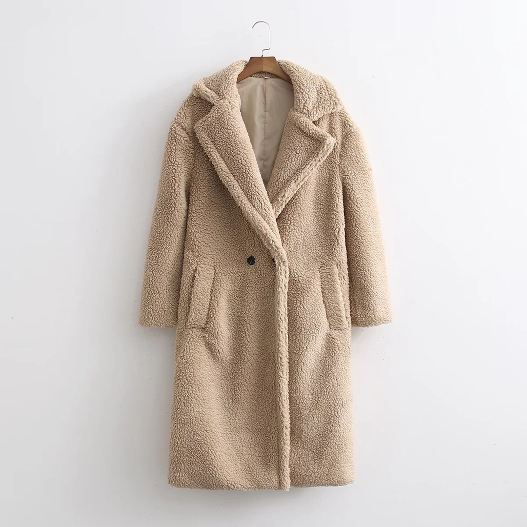 Manteau long en teddy pour femmes | Chaud