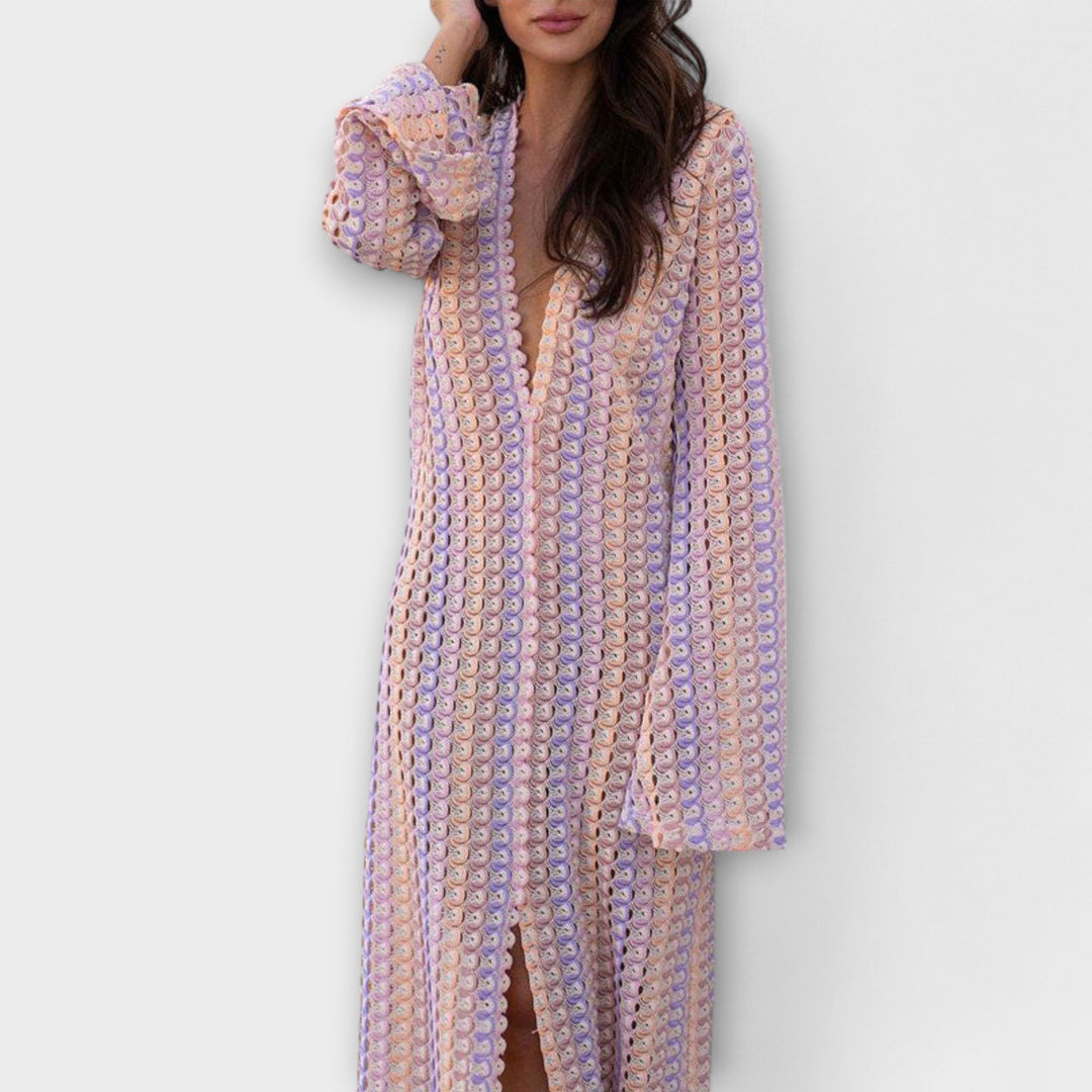 Elina – Robe maxi avec décolleté en V et ambiance de vacances
