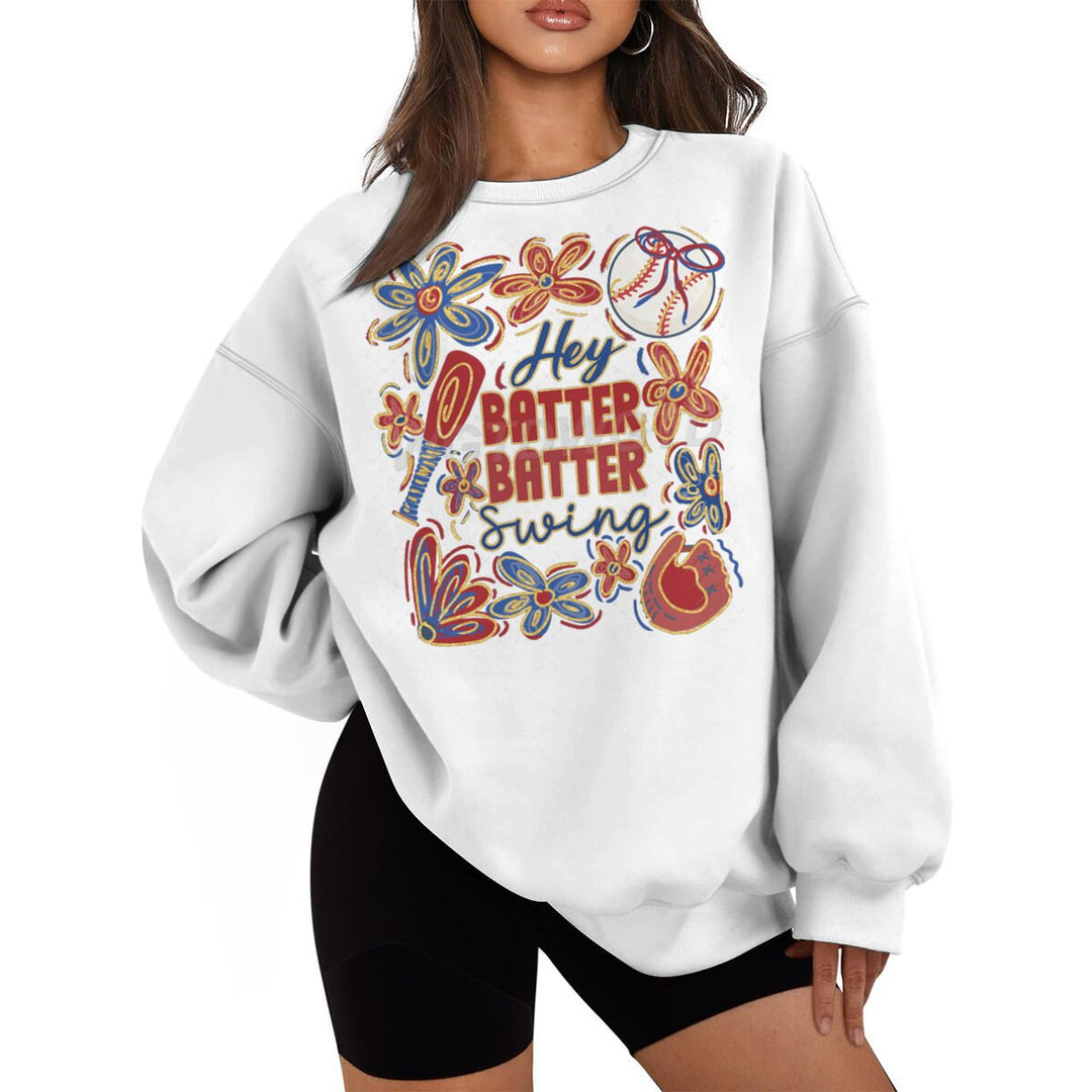 Sweatshirt pour femmes avec motif de baseball créatif et coupe décontractée