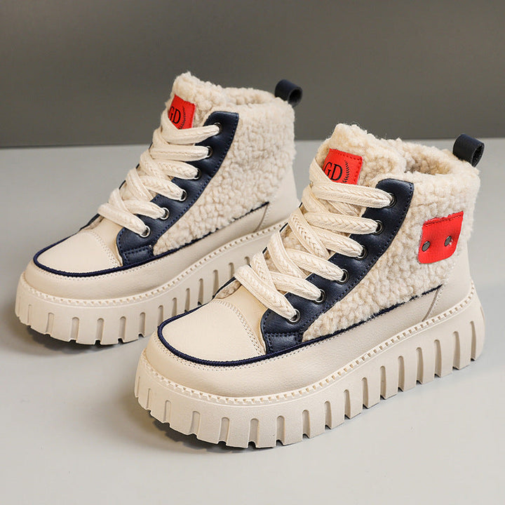 Baskets montantes d'hiver pour femmes avec doublure douillette et accents tendance