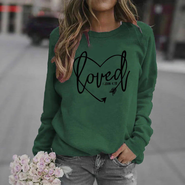 Sweatshirt pour femmes avec impression en forme de cœur et message inspirant