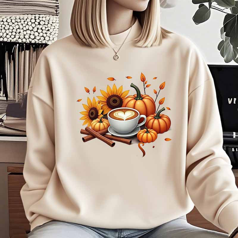 Sweatshirt pour femmes avec motif automnal et impression spéciale