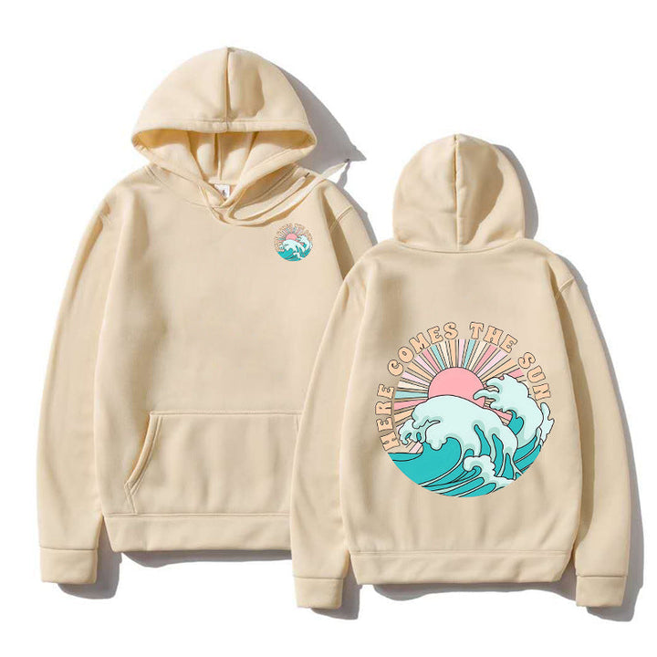 Sweat à capuche pour femmes avec motif de vagues artistiques et impression inspirante