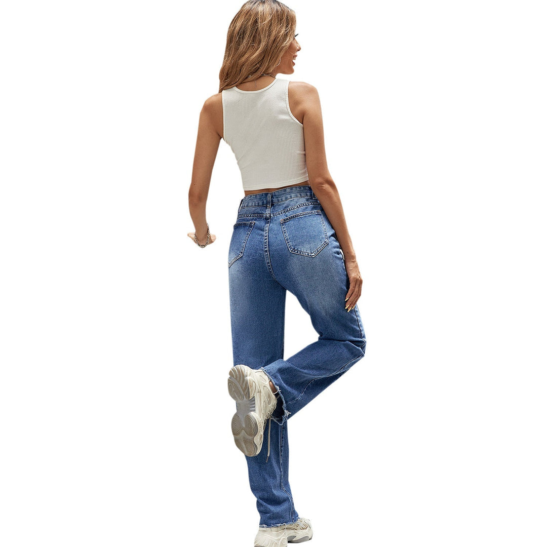 Jeans taille haute pour femmes avec coupe classique et bootcut décontracté
