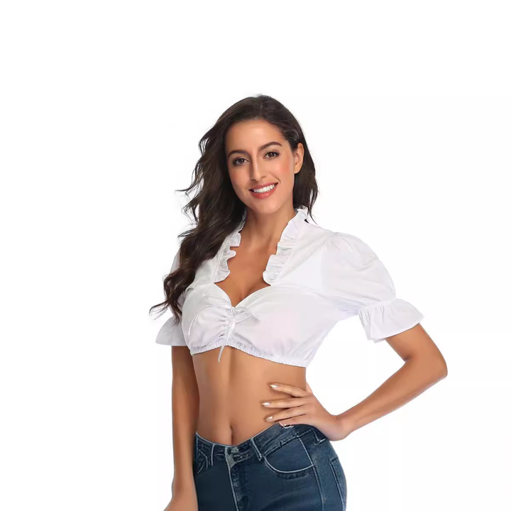 Chemisier Dirndl Oktoberfest Blanc pour Femmes