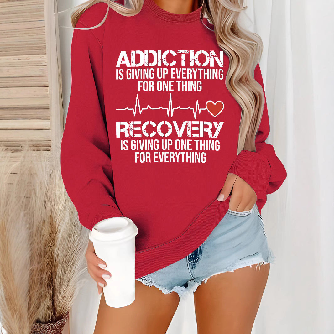 Sweatshirt pour femmes avec impression inspirante et coupe décontractée