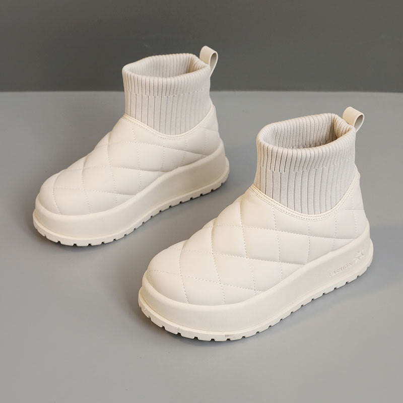 Bottes d'hiver pour femmes avec doublure en polaire isolante et semelle antidérapante