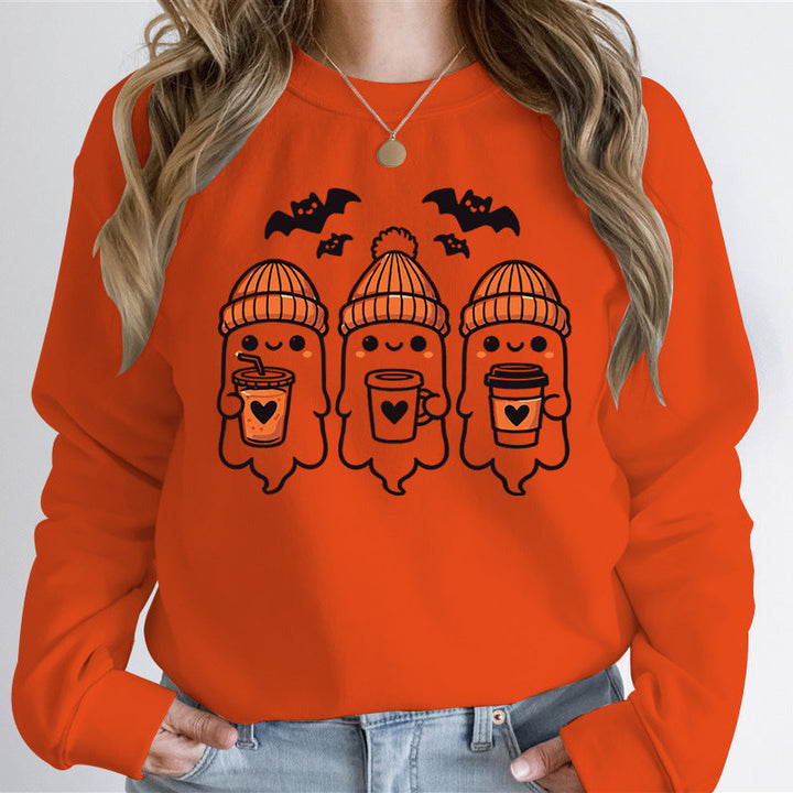 Sweatshirt pour femmes avec un design de fantômes joyeux et une coupe confortable