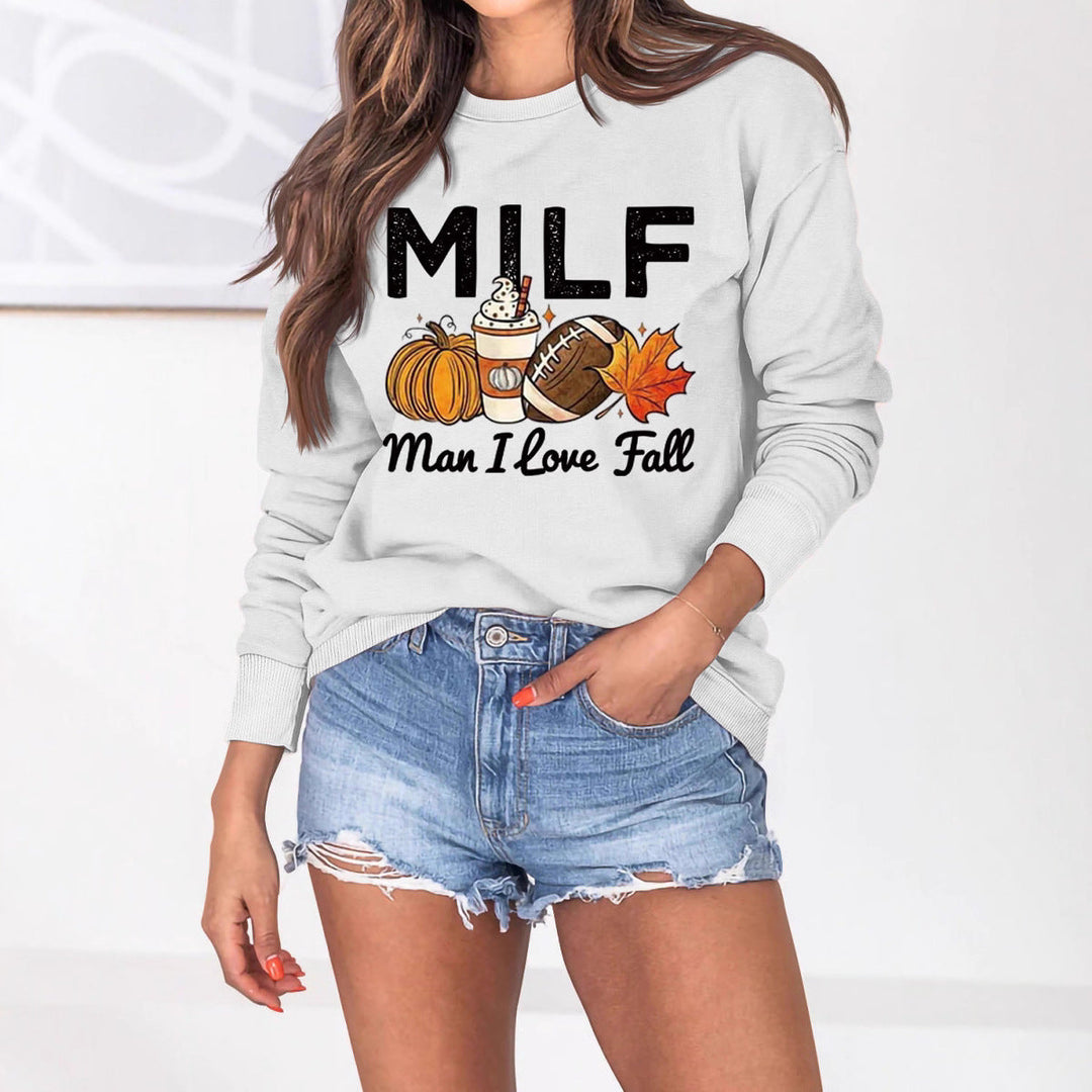 Sweat-shirt pour femmes avec motif automnal et inscription inspirante