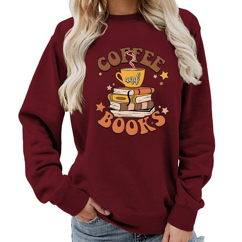 Sweatshirt pour femmes avec design créatif de livre de café