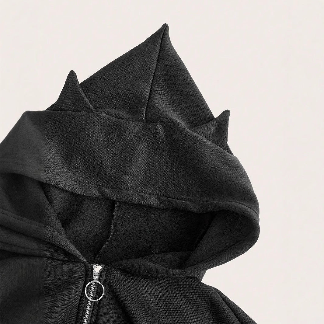 Hoodie court pour femmes avec fermeture éclair innovante et manches volumineuses