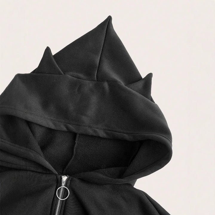 Hoodie court pour femmes avec fermeture éclair innovante et manches volumineuses