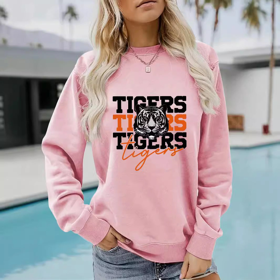 Sweatshirt pour femmes avec design animaliste de tigre et coupe décontractée