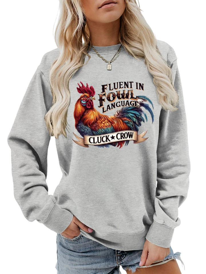 Sweatshirt pour femmes avec un motif humoristique de poulet et une coupe confortable