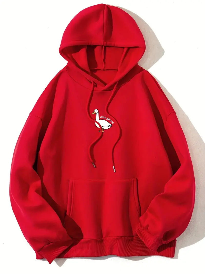 Sweat à capuche pour femmes avec un motif de canard créatif et intérieur en molleton doux