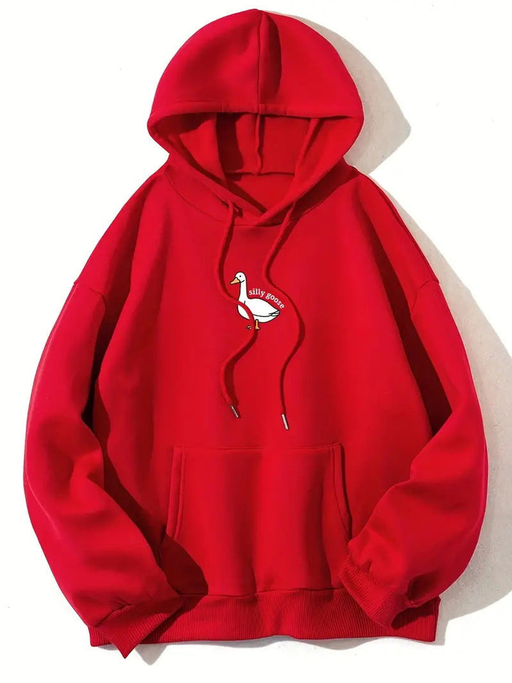 Sweat à capuche pour femmes avec un motif de canard créatif et intérieur en molleton doux