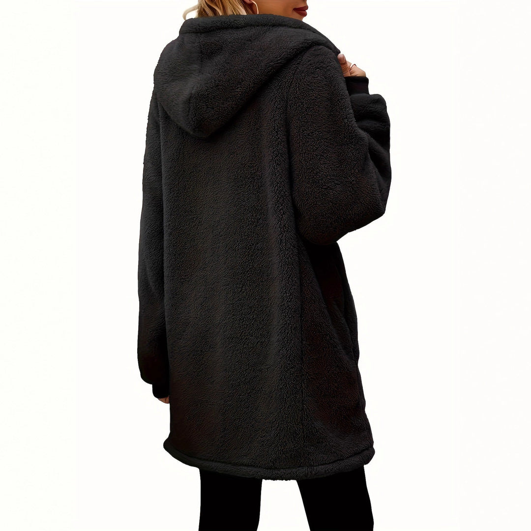 Manteau en polaire pour femmes avec poches et capuche