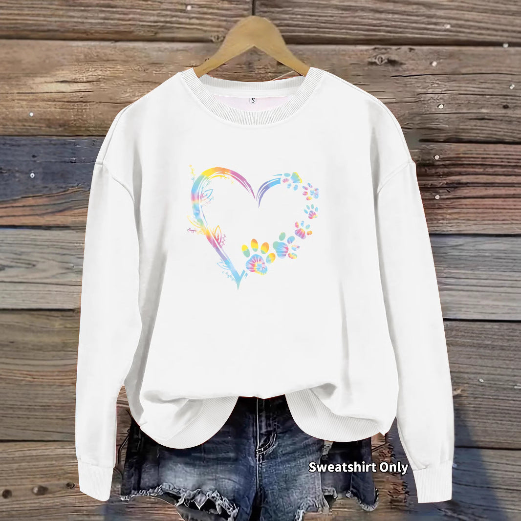Sweat-shirt pour femmes avec design de cœur floral et coupe confortable