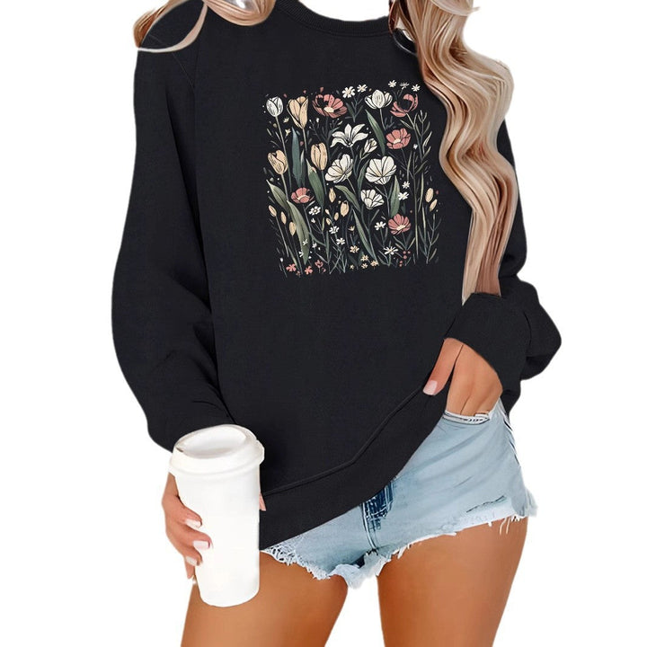 Sweatshirt pour femmes avec motif floral et coupe décontractée