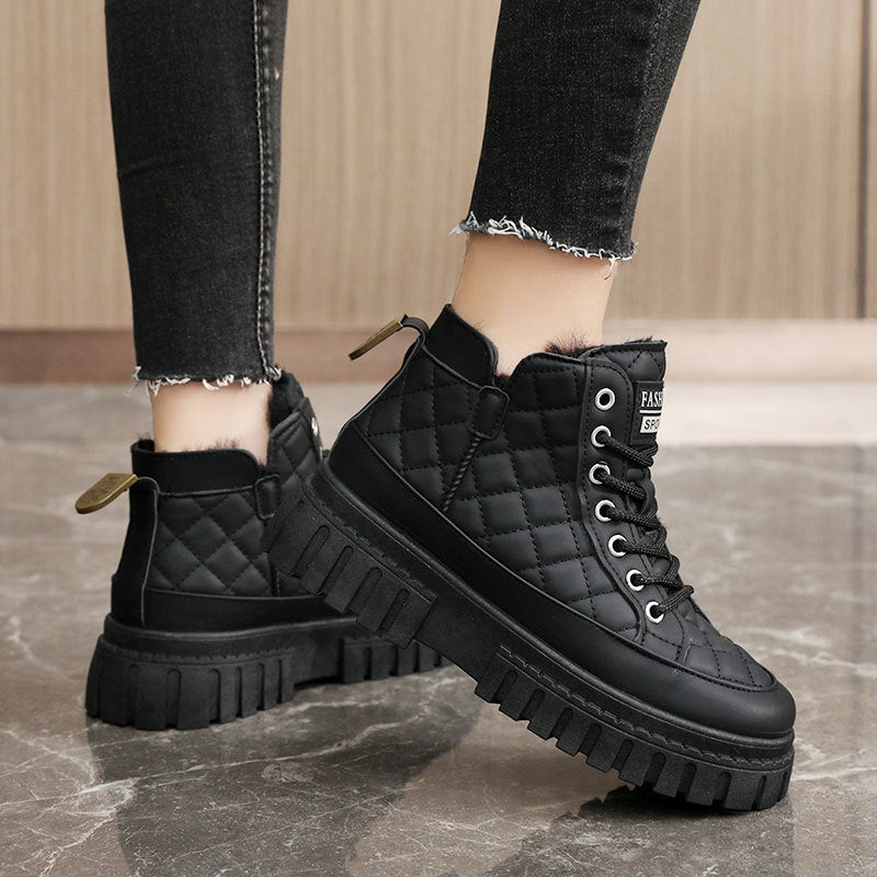 Bottes d'hiver tendance pour femmes avec semelle antidérapante et doublure douillette