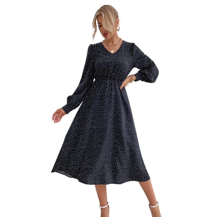 Robe maxi élégante pour femmes avec décolleté en V et manches volumineuses
