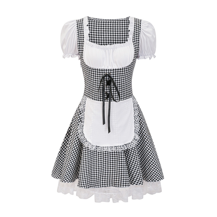 Robe Dirndl sans Épaules à Carreaux pour Femmes - Oktoberfest