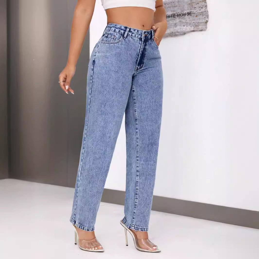 Jeans taille haute pour femmes avec jambe évasée