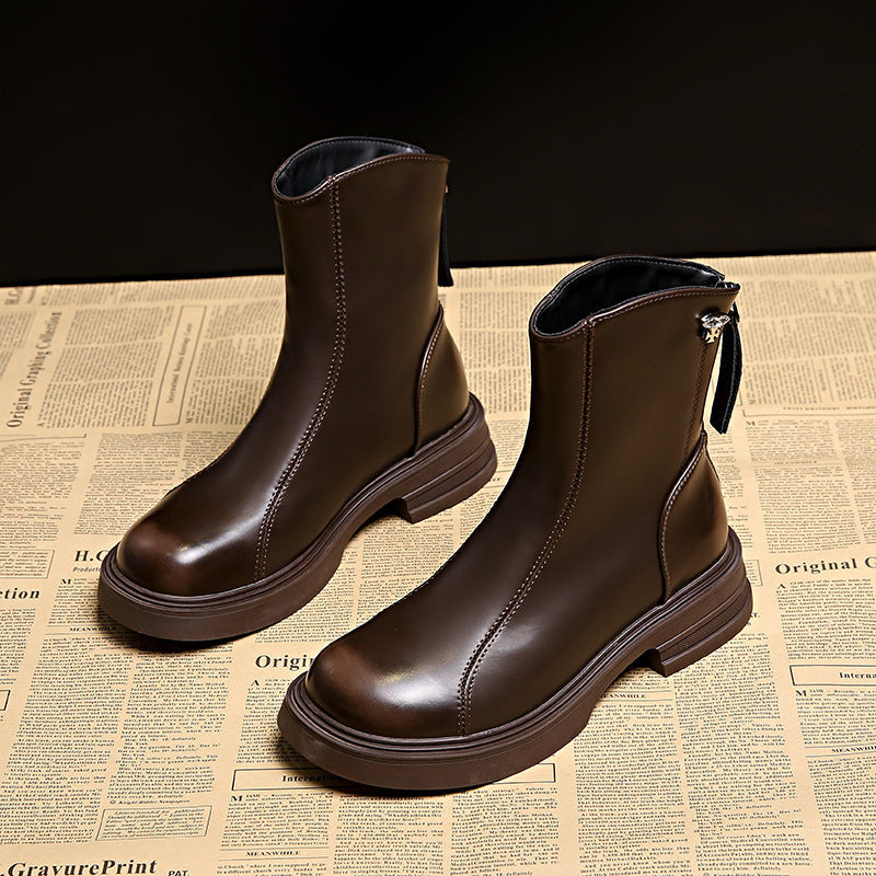 Bottines élégantes et confortables pour femmes en simili cuir de haute qualité avec fermeture éclair latérale