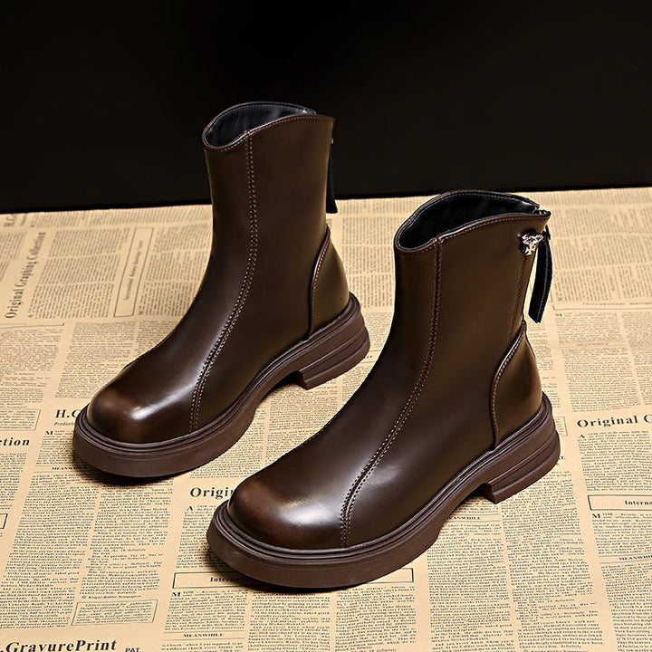Bottines élégantes et confortables pour femmes en simili cuir de haute qualité avec fermeture éclair latérale