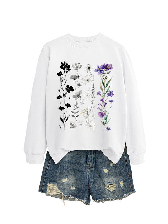 Sweat-shirt pour femmes avec design graphique floral et doublure douce